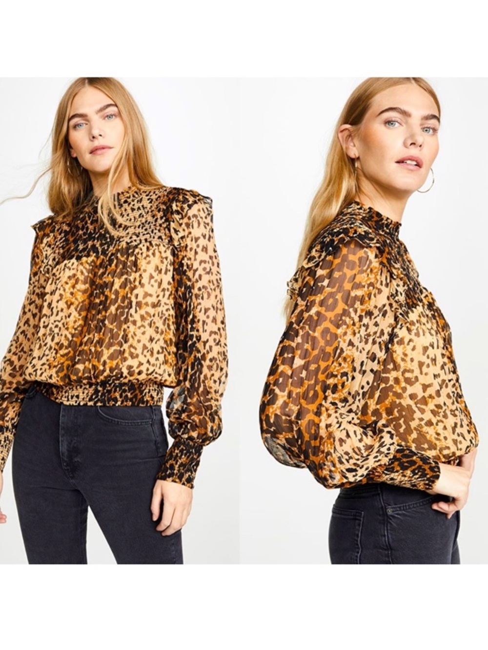 Free People Roma leopard Blouse Size M